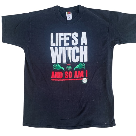 Fruit of the Loom Vintage Wizard of Oz Life’s a Witch Black Tshirt Women’s XL - Picture 1 of 5
